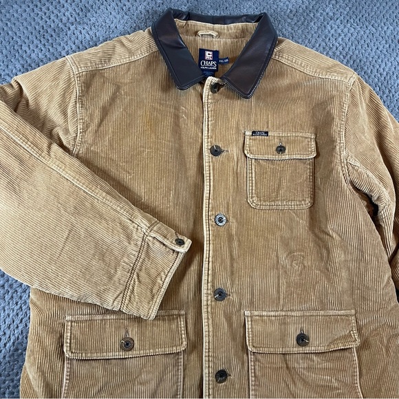 Ralph Lauren Chaps Men's Chore Jacket Sz XXL Brown Corduroy Flannel Western Barn